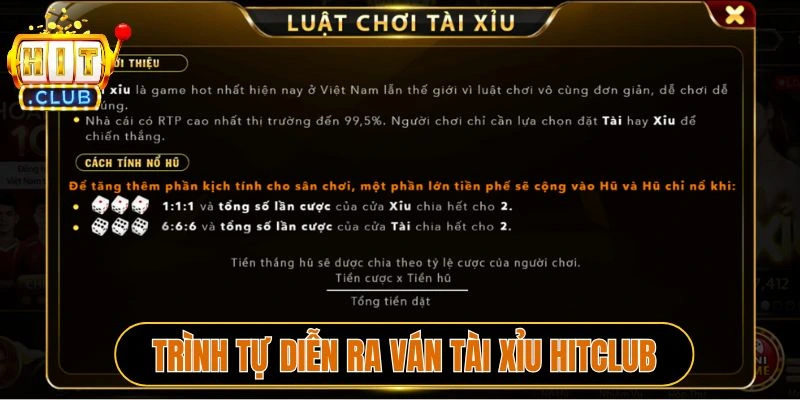 Trình tự diễn ra ván Tài xỉu Hitclub